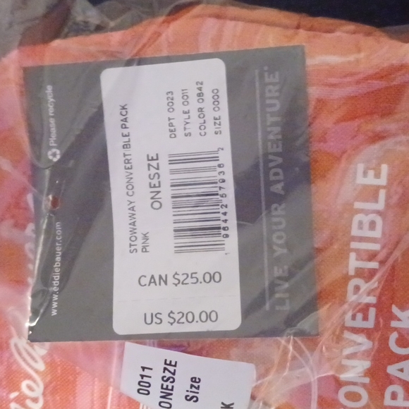 New Eddie Bauer Pink Stowaway Packable Waistpack - Picture 4 of 4
